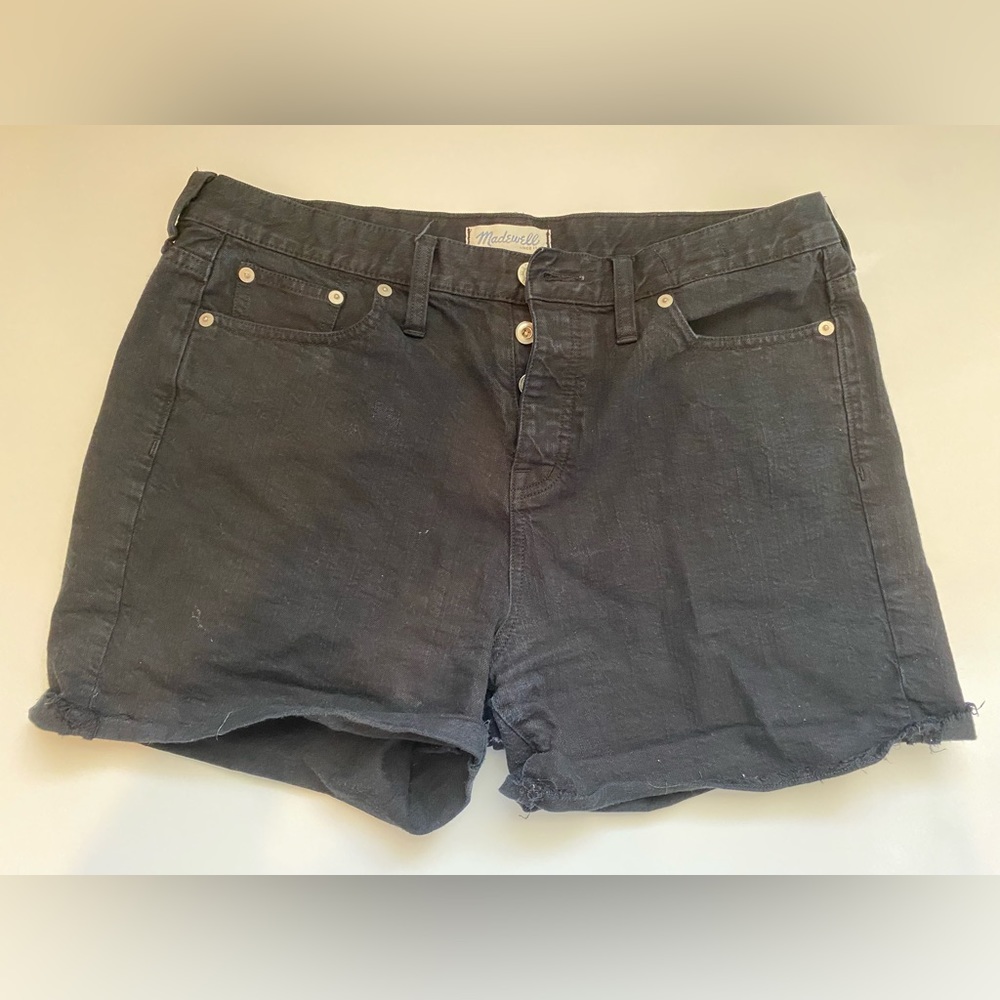 Madewell black button fly denim shorts. Size 30